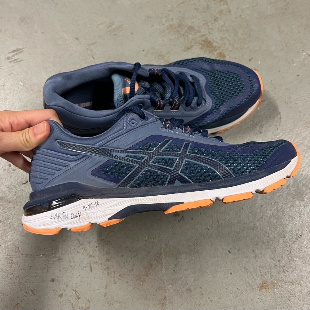 Asics GT-2000 6 Athletic Blue Orange Running Shoes Women's Sz 9.5 T855N